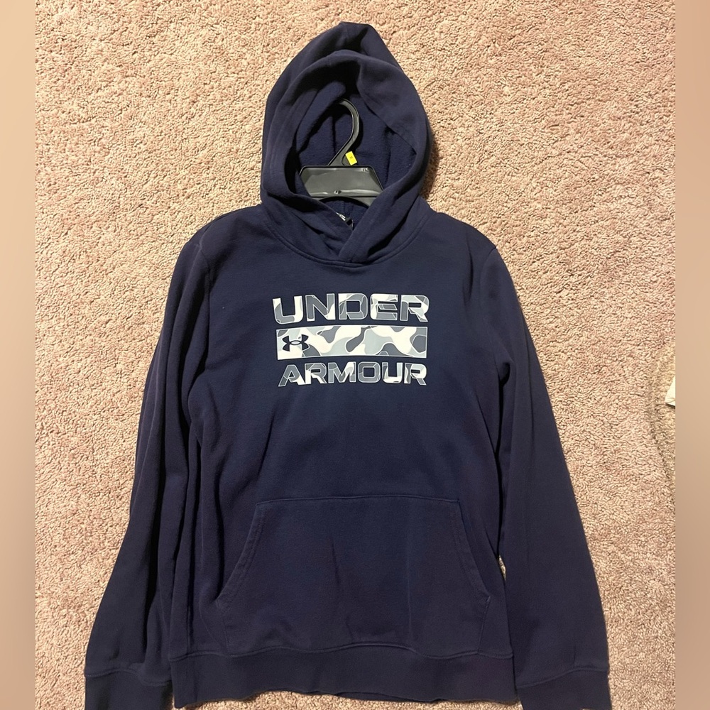 Under Armour Navy Pullover Hoodie with Camo Logo
